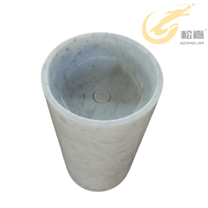 Bianco Carrara Marble Pedestal Wash Basin