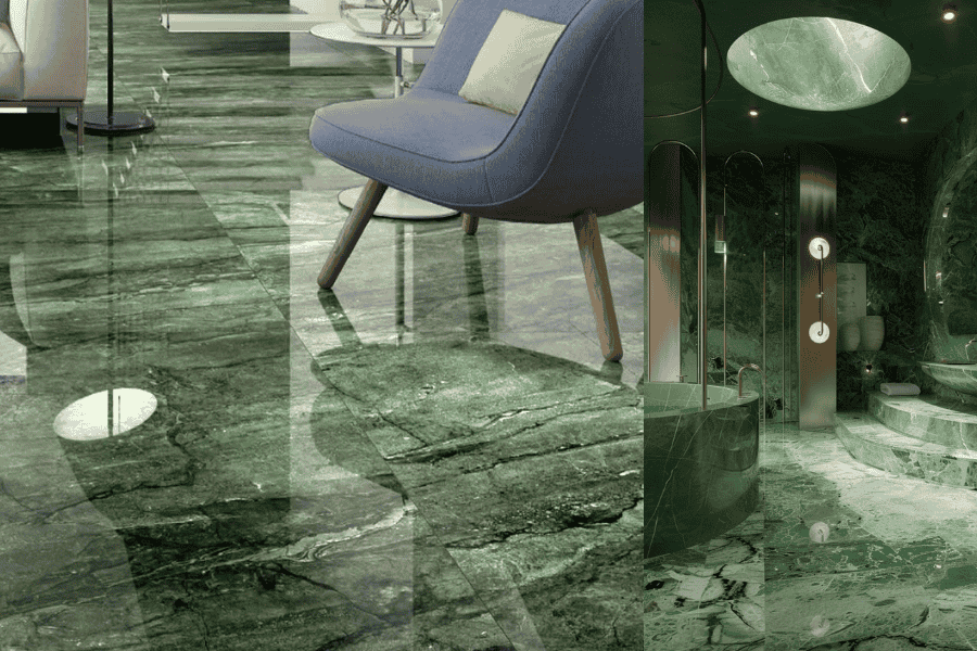 Green marble floor