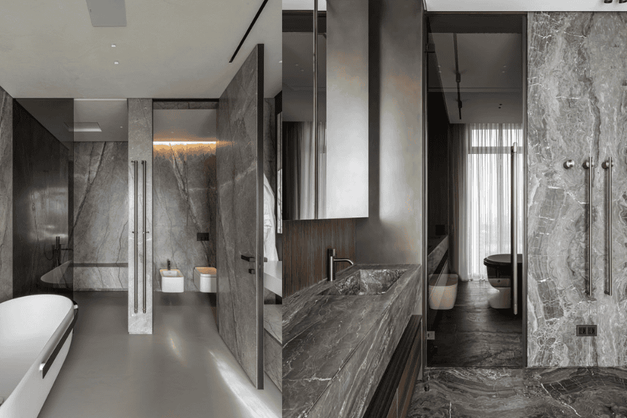 Gray marble bathroom