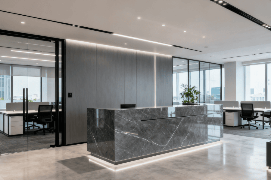 Gray marble for corporate offices