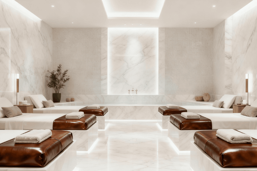 White marble for spa and wellness areas