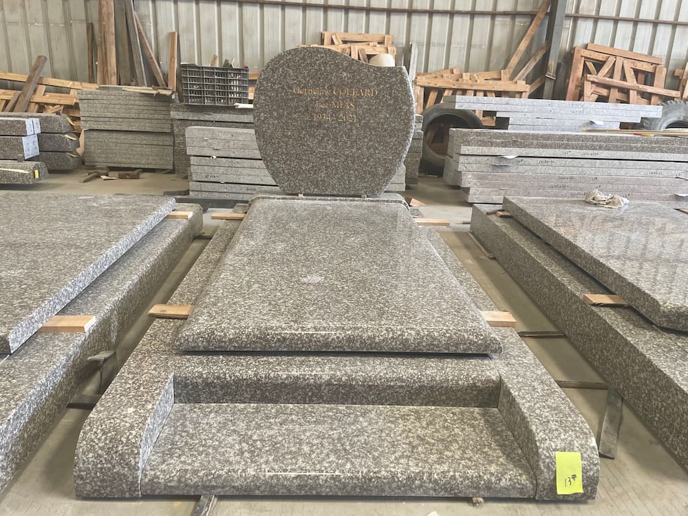 664 Pink Granite Full Kerb Memorial with Rounded Headstone and Ledger Slab