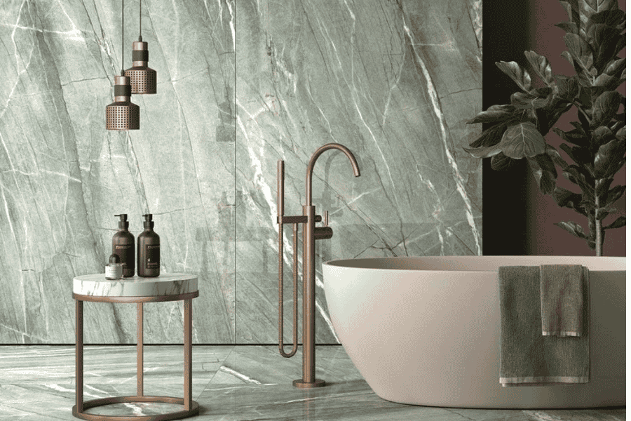 Green marble wall of the spa