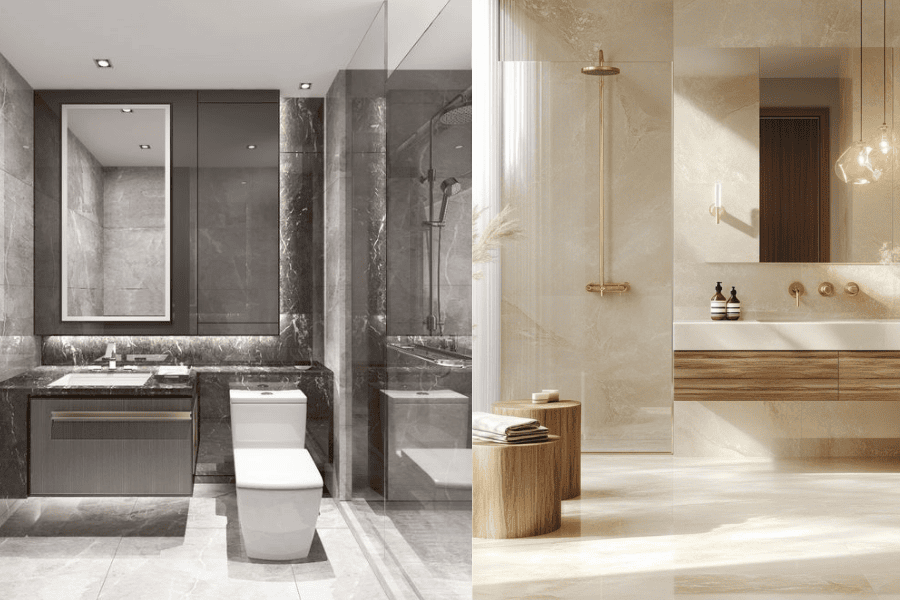 Gray Marble and Beige Marble for bathroom