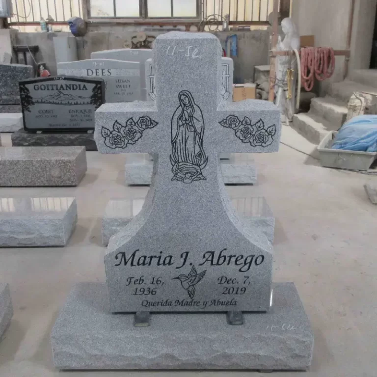 G633 Granite American-Style Cross Headstone