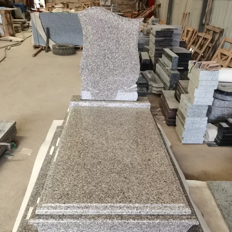G664 Pink Granite Full Ledger Tombstone with upright headstone and full grave cover