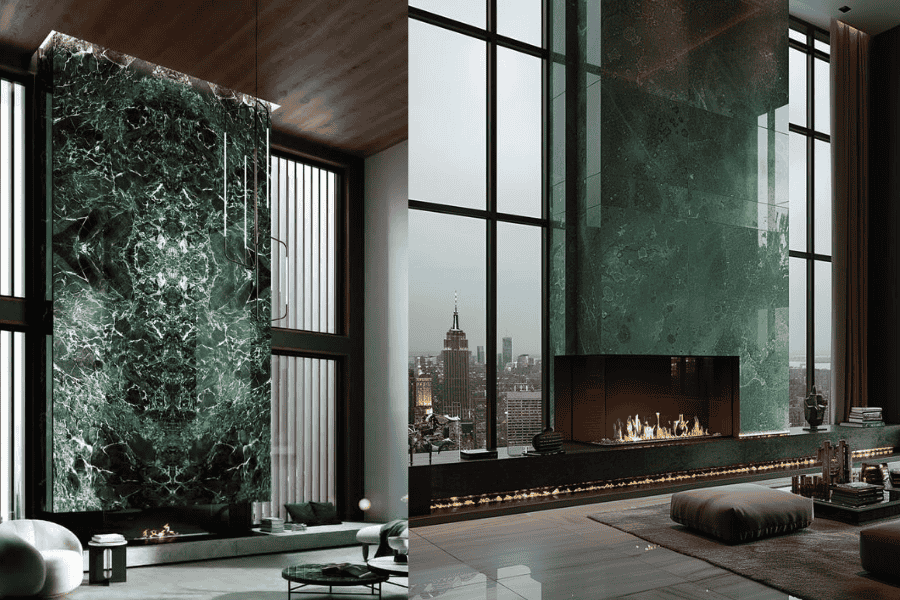Large-Format Marble Slabs for Living Room