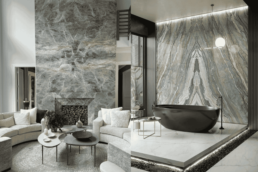 Large-Format Marble Slabs for Walls and Bathrooms