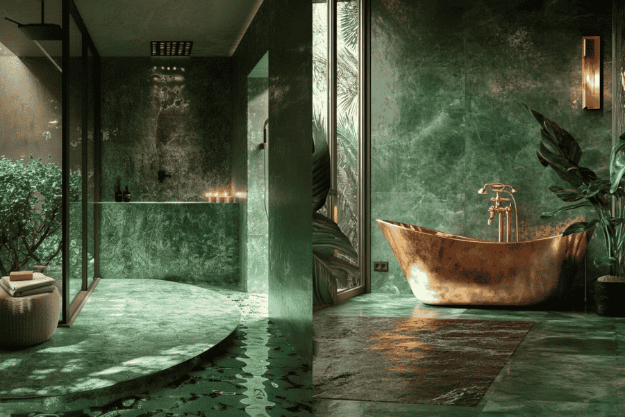 Green marble bathroom