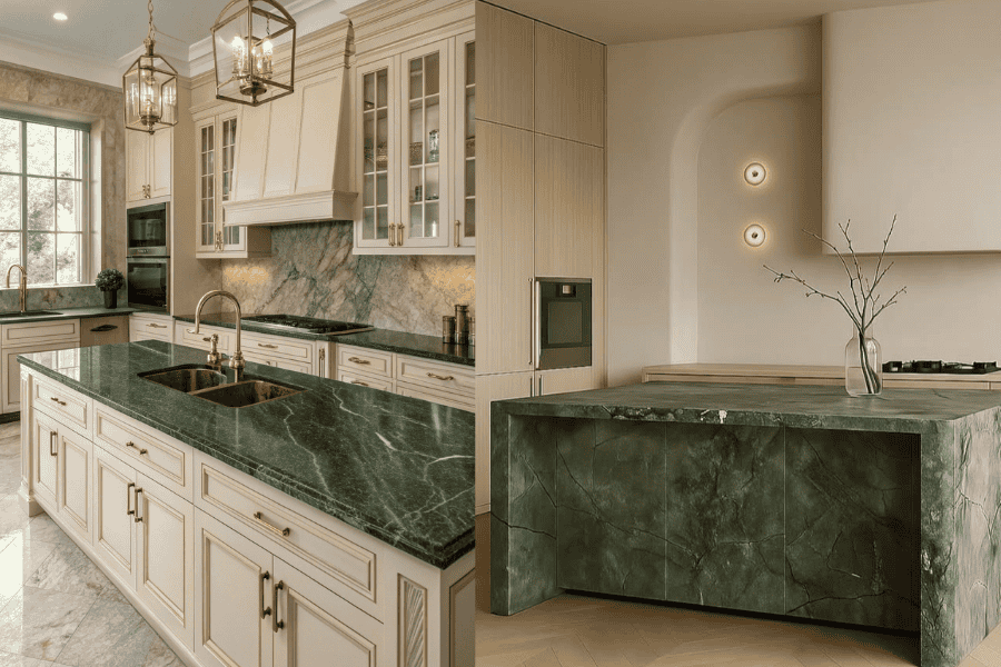 Green marble countertop