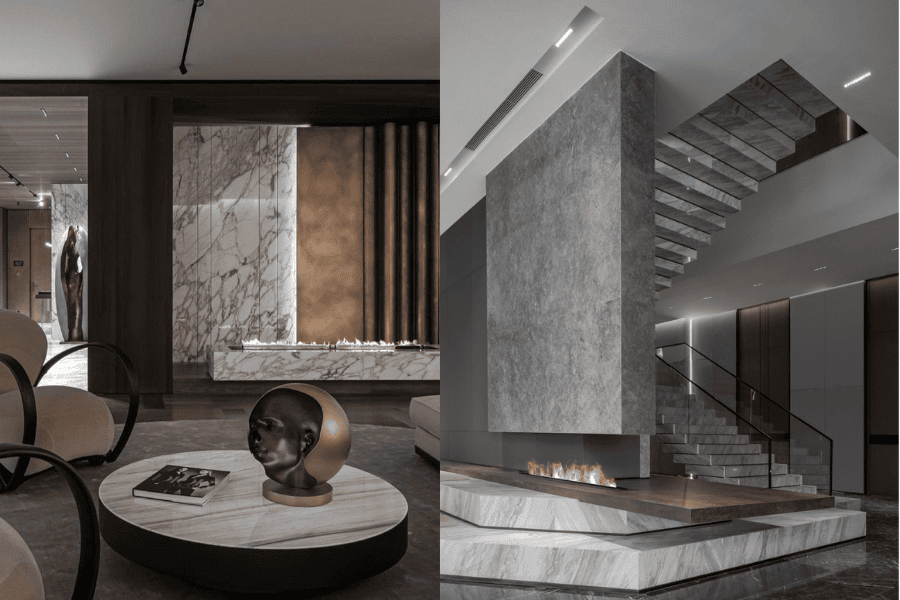 gray marble floor and stairs