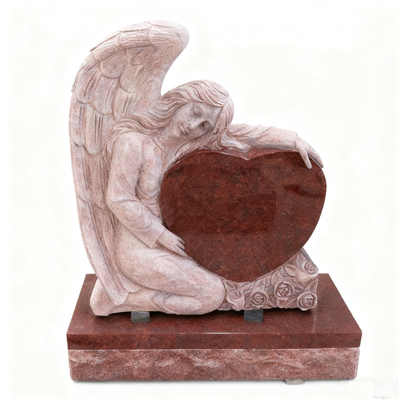 Angel Heart Indian Red Granite Headstones