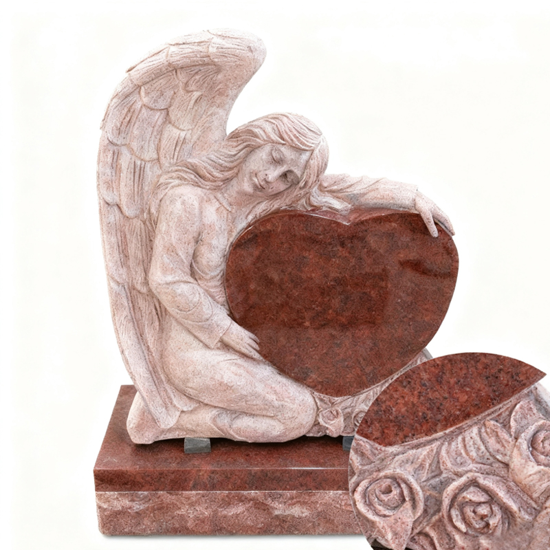 Angel Heart Indian Red Granite Headstones
