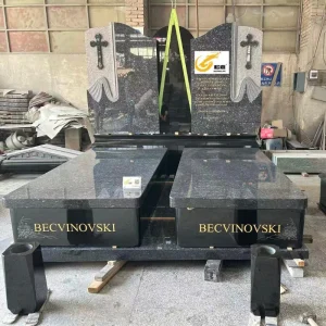 Australian Double gravestone, blue pearl tombstone