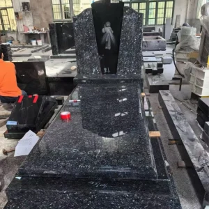 Blue pearl angel tombstone