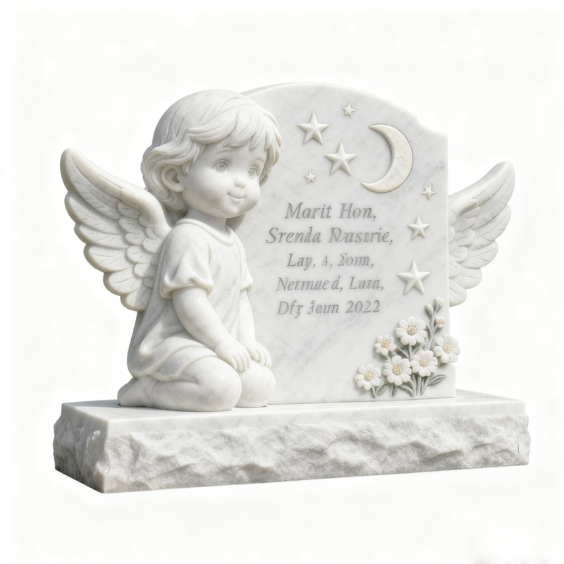 Carved Children Memorial Headstone Bespoke Design