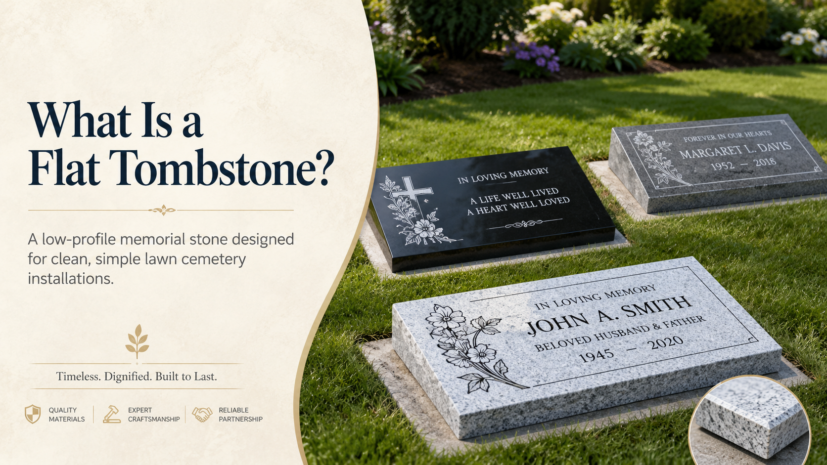 upright tombstone with granite base