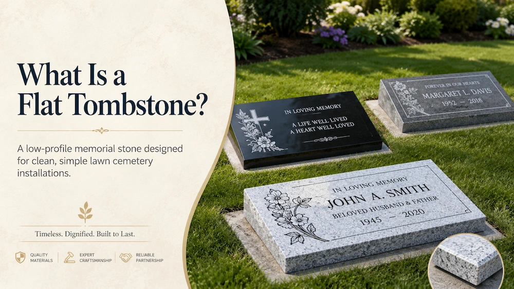 flat tombstone for lawn cemetery memorial