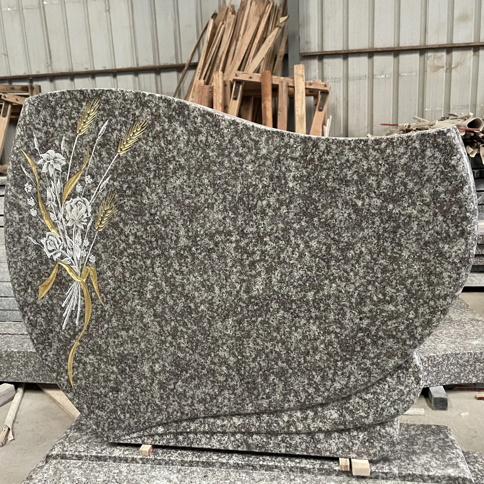 Polished Monolithic French Granite Tombstone