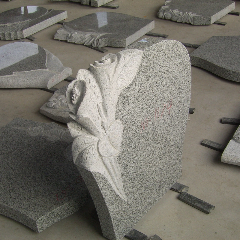 G603-Granite-Poland-Headstone-with-Flower-Carving-Rose