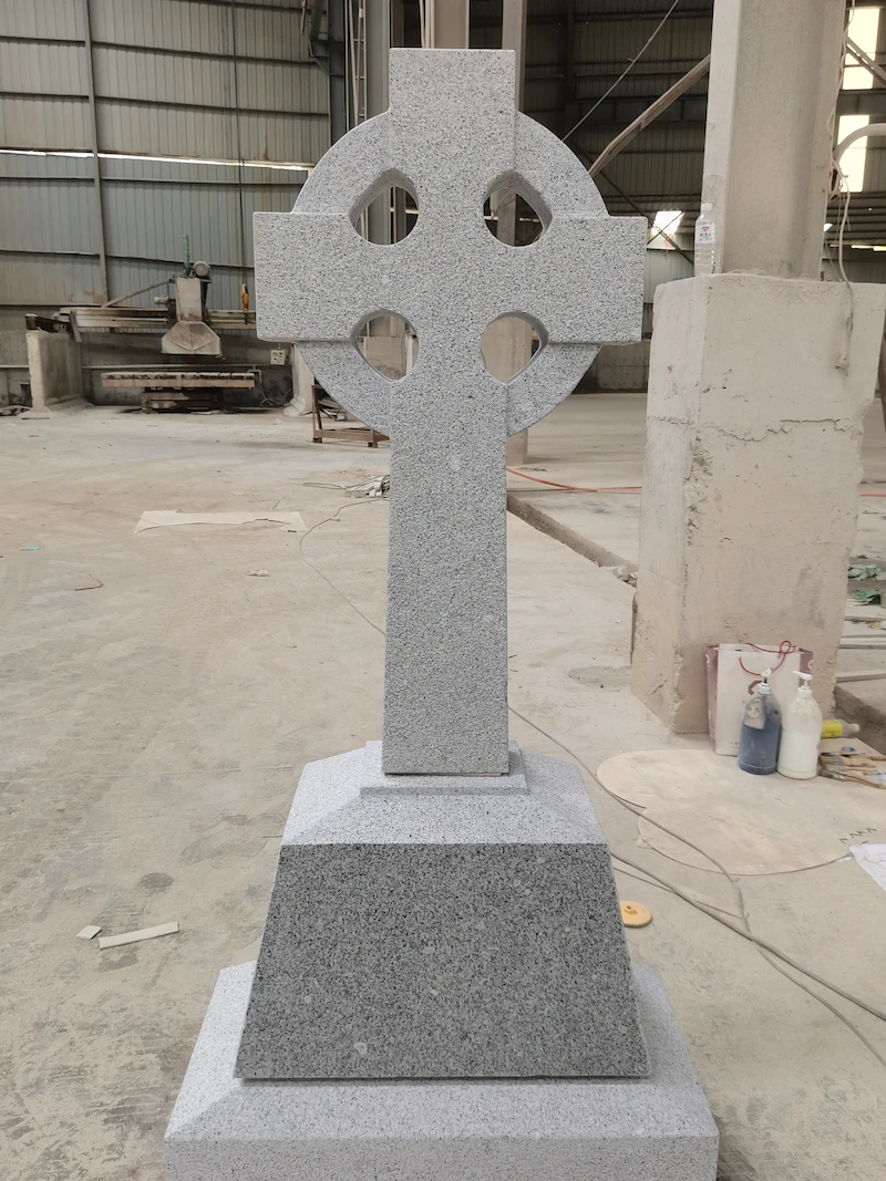 G603 granite Celtic cross headstone with circular ring and carved cross shape