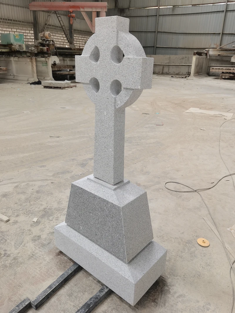 G603 granite Celtic cross headstone with circular ring and carved cross shape