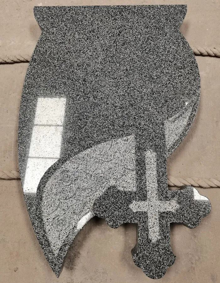 G654 granite Hungary-style cross tombstone with wave-shaped headstone and polished surface
