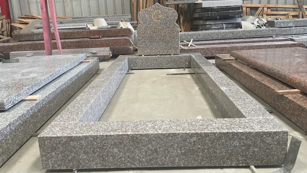 G664 Muslim Monument freestanding headstone set made of pink granite by Songjia Stone
