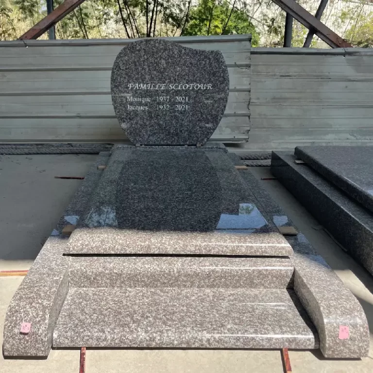 G664 French-Style Granite Full Kerb Memorial with Curved Headstone