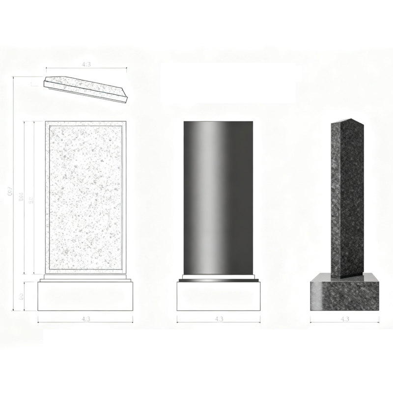 Granite Book Headstone Designs for Cremation Grave