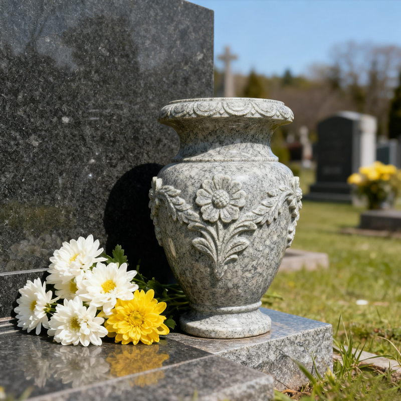 Granite Grave Vases Memorial granite vases for tombstone