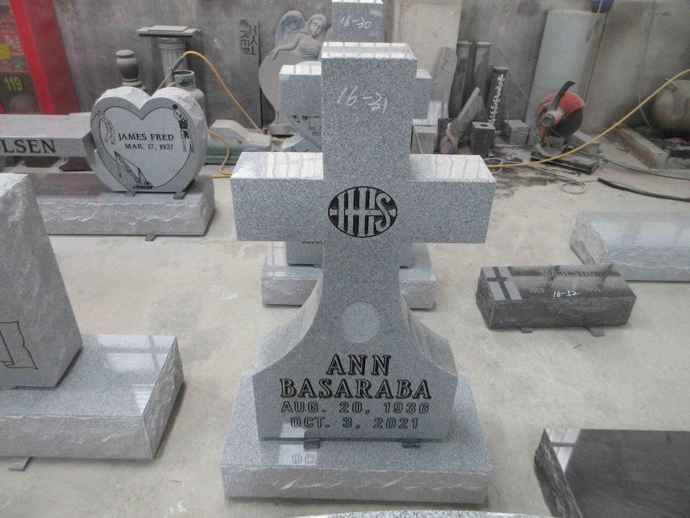 G633 Gray Granite Fully Polished American Cross