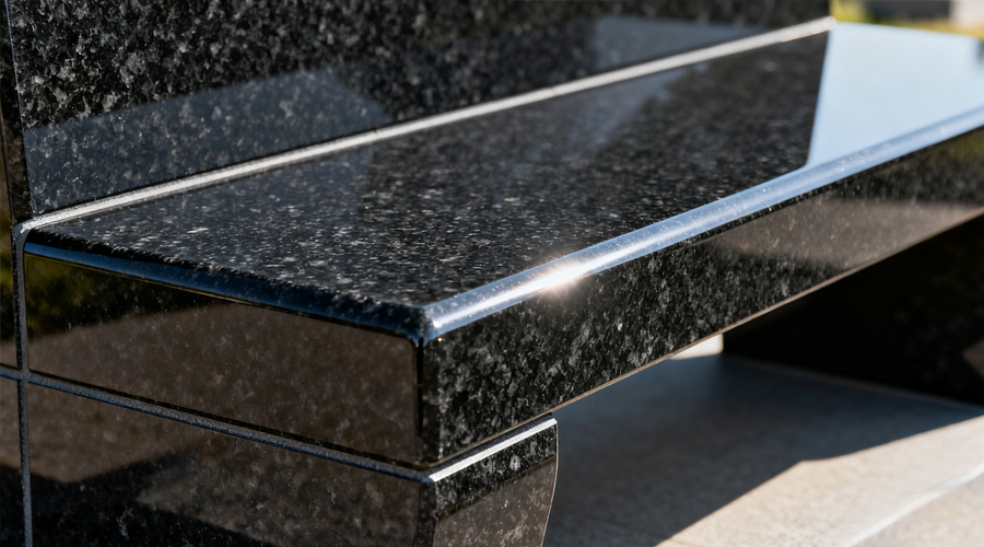 India Black Granite Polished Cremation Memorial Bench Seat