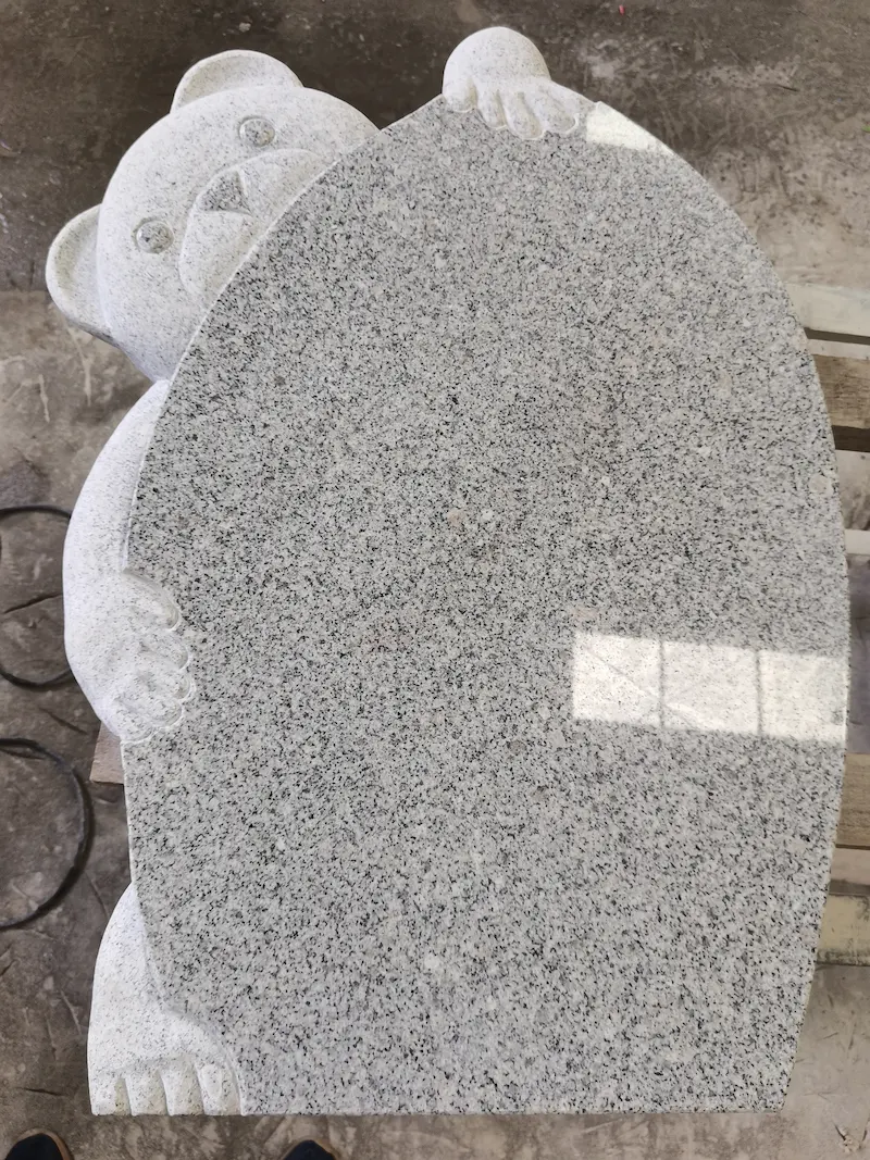G603 grey granite bear headstone with teddy bear design for cemetery memorial
