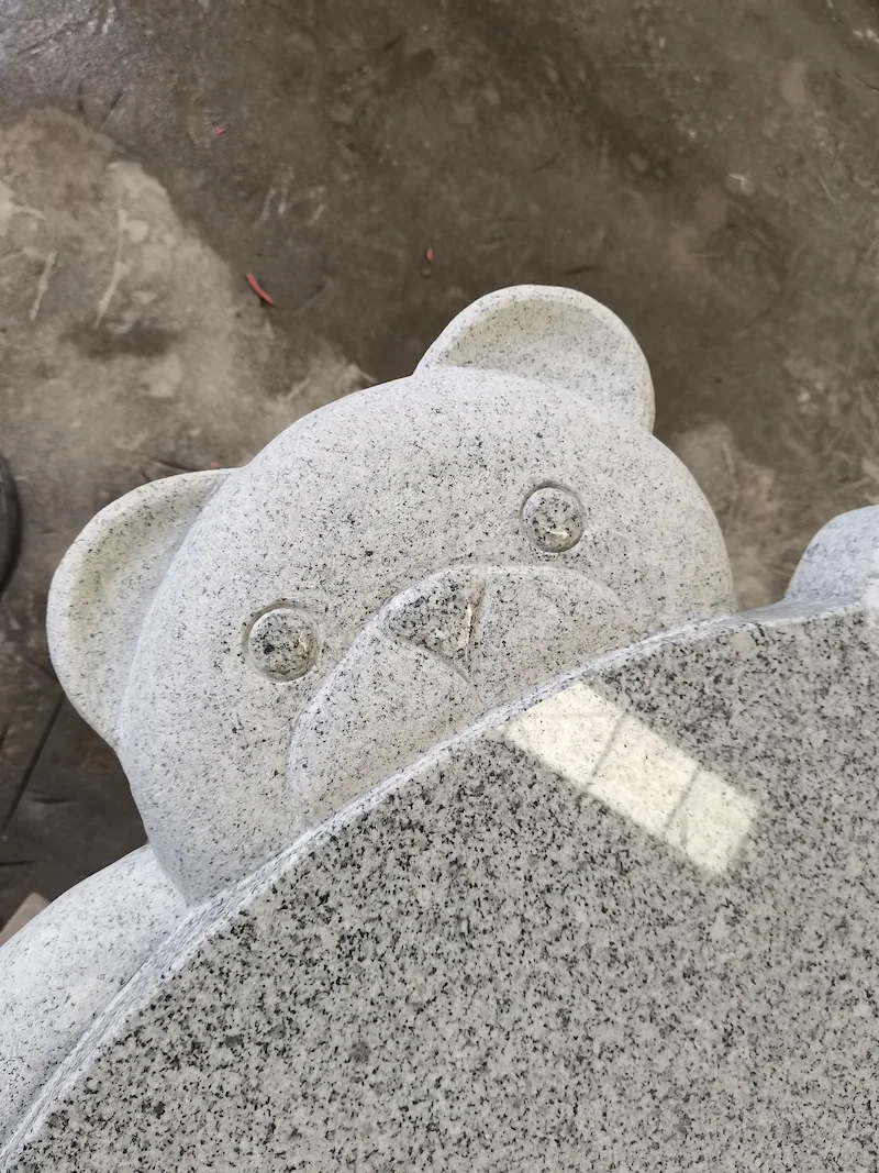 G603 grey granite bear headstone with teddy bear design for cemetery memorial