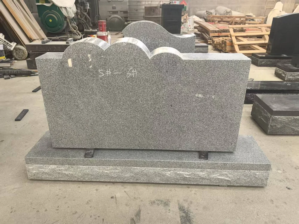 G633 Gray Granite American-Style Double Headstone