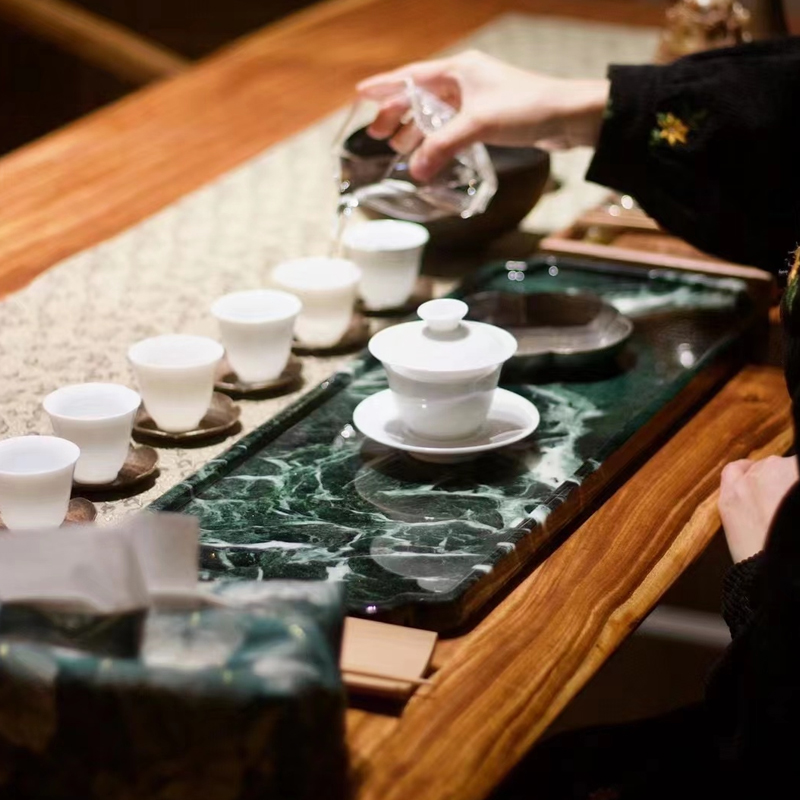 Prada Green Marble Tea Tray Haute Couture Tea Service Edition