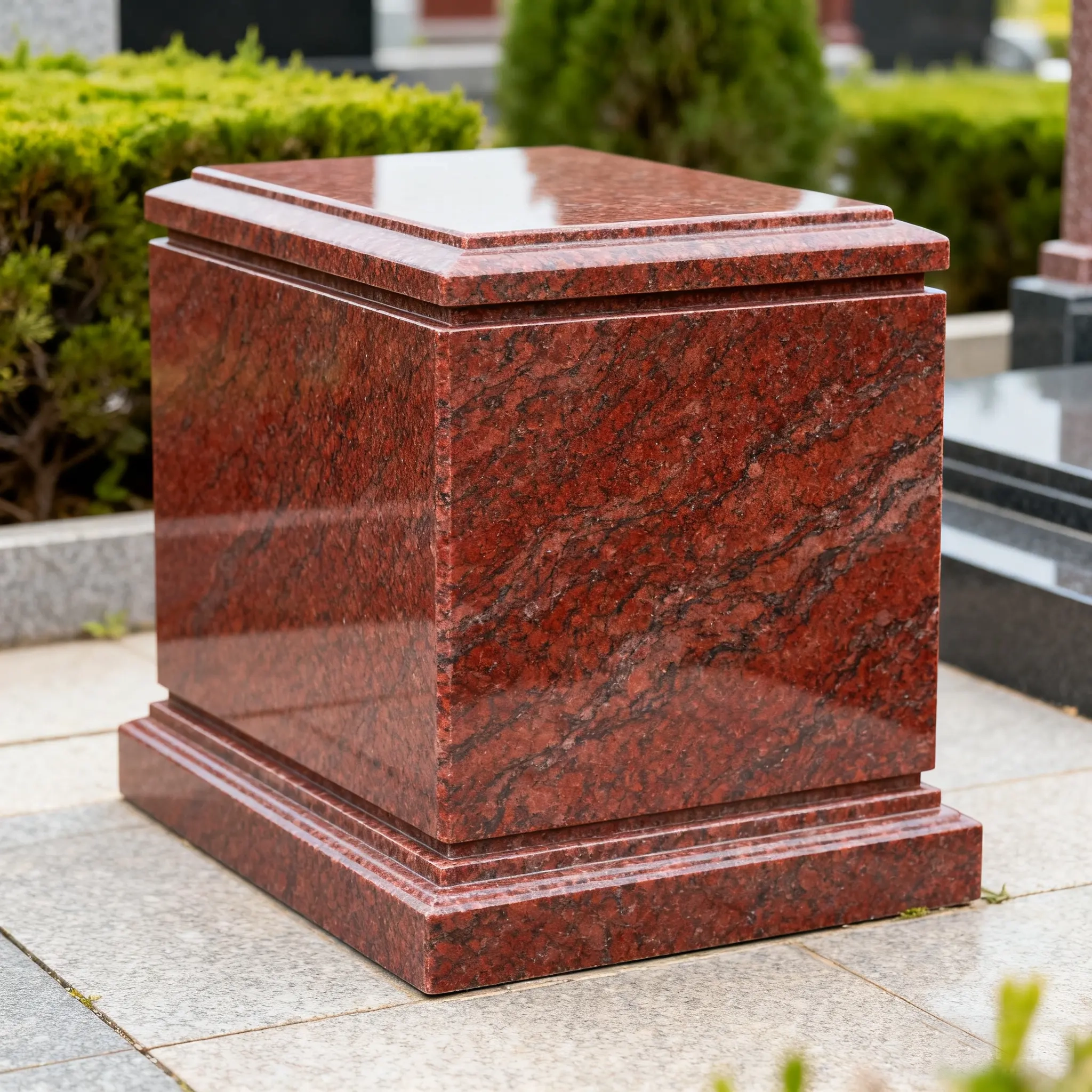 Indian Red Granite Single-Story Mausoleum