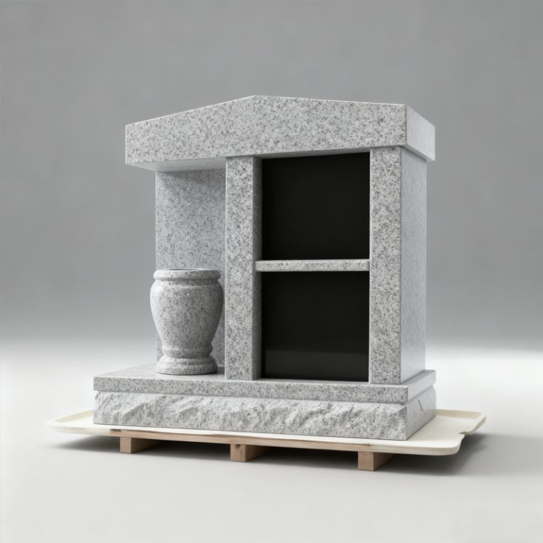Sesame Grey Granite Roof Design Columbarium with Vase1