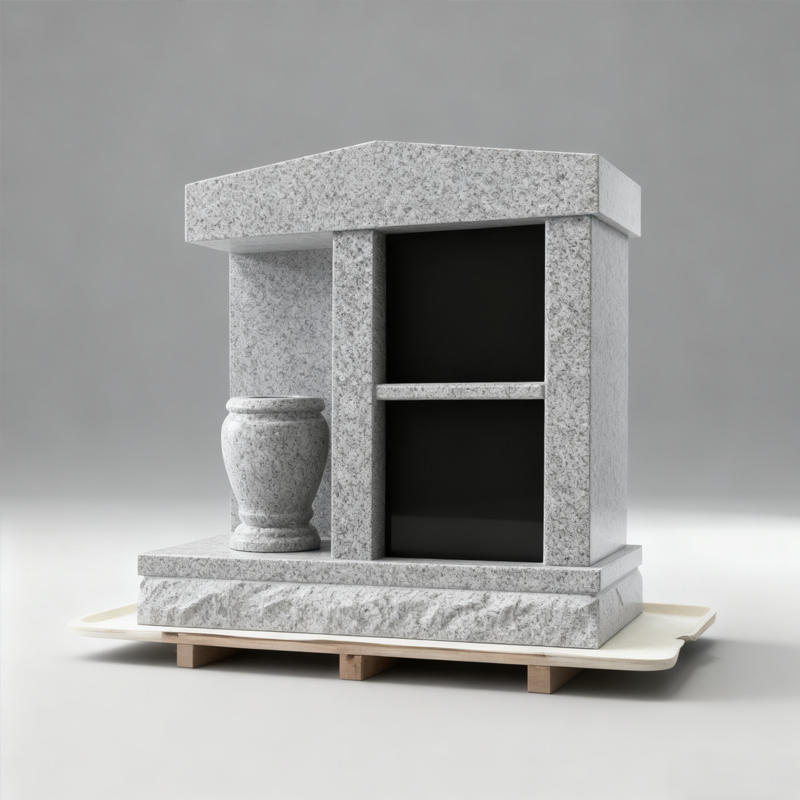 Sesame Grey Granite Roof Design Columbarium with Vase