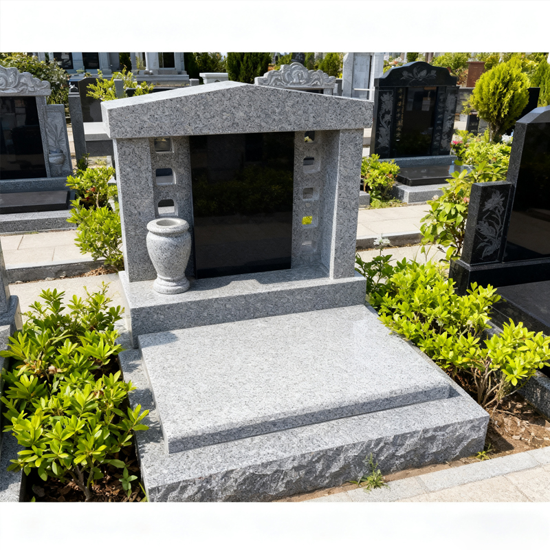 Sesame Grey Granite Roof Design Columbarium with Vase1
