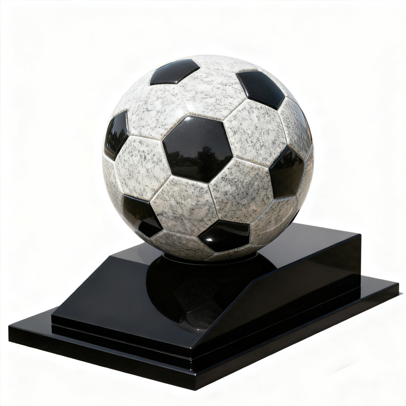 Solid Football Memorial Marker Grave with Slopped Base