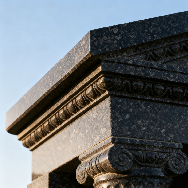Temple Style Engraved Black Granite Headstone Ireland Monument