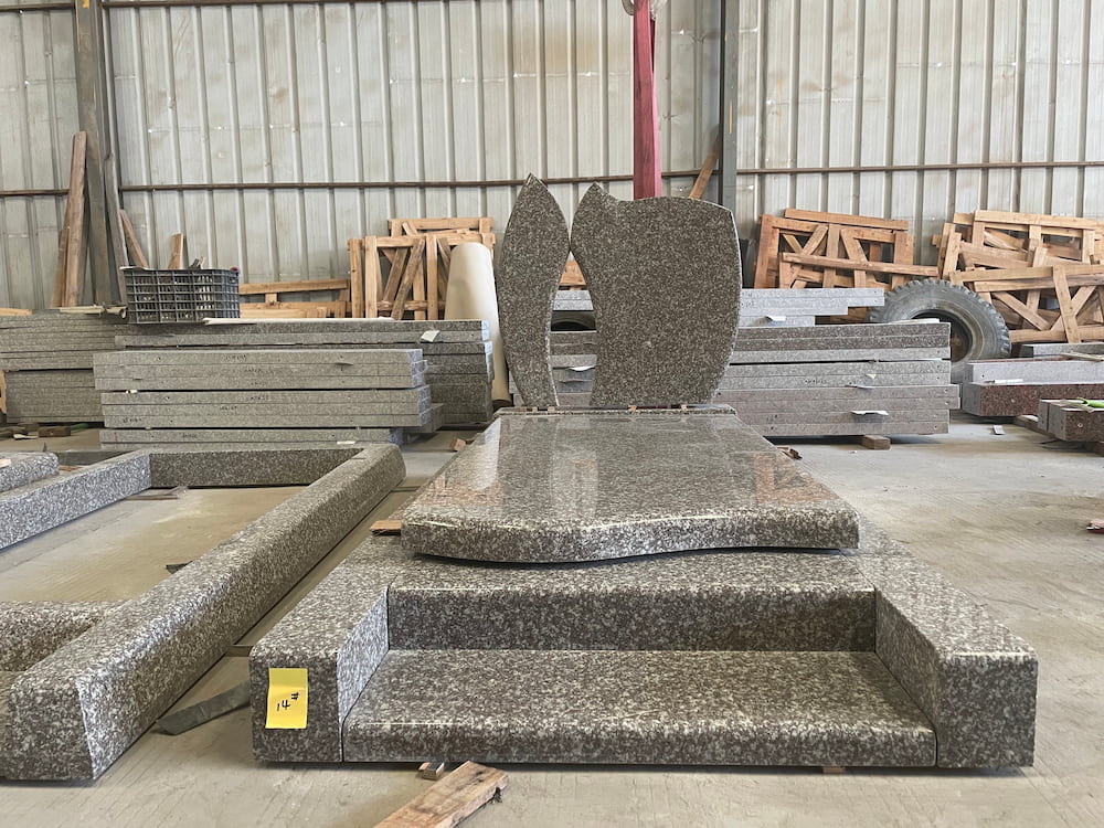 G664 custom French monument freestanding set with base and optional covers by Songjia Stone