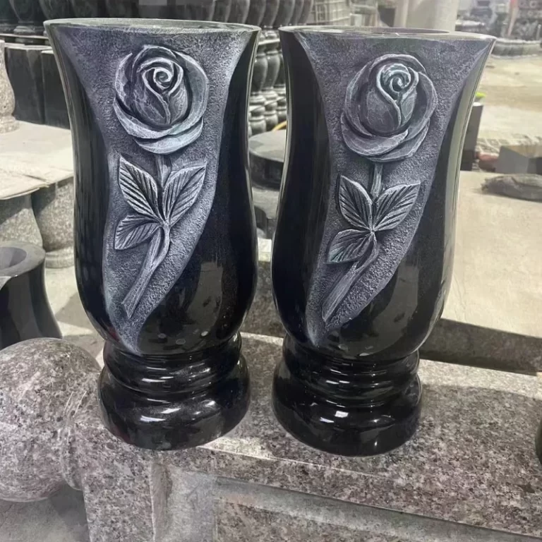 Premium Shanxi Black Granite Vase