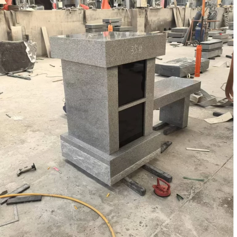Grey Granite 2-Niche Memorial Bench Columbarium