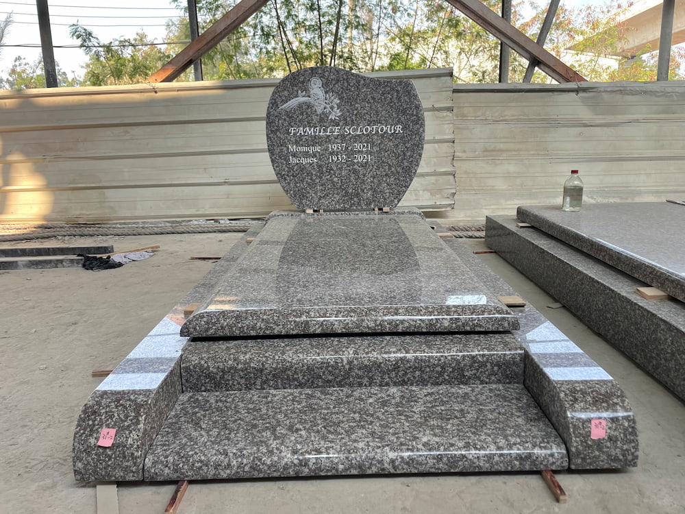 G664 Pink Granite French Monument with Engraving - Front View
