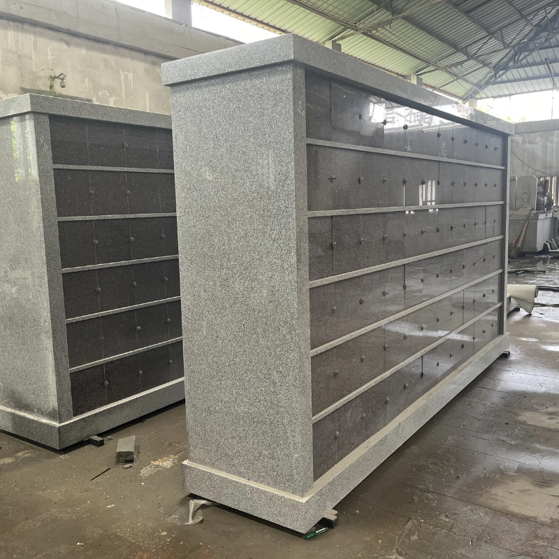 Grey Granite Columbarium with Black Niche Doors