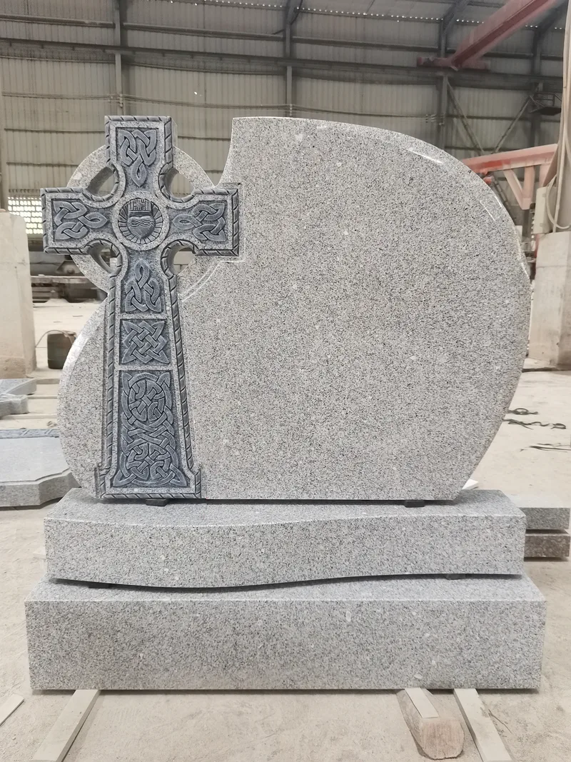 G603 Gray Granite Christian Cross Headstone G603 Gray Granite Christian Cross Headstone with Celtic carving and stable base for cemetery use