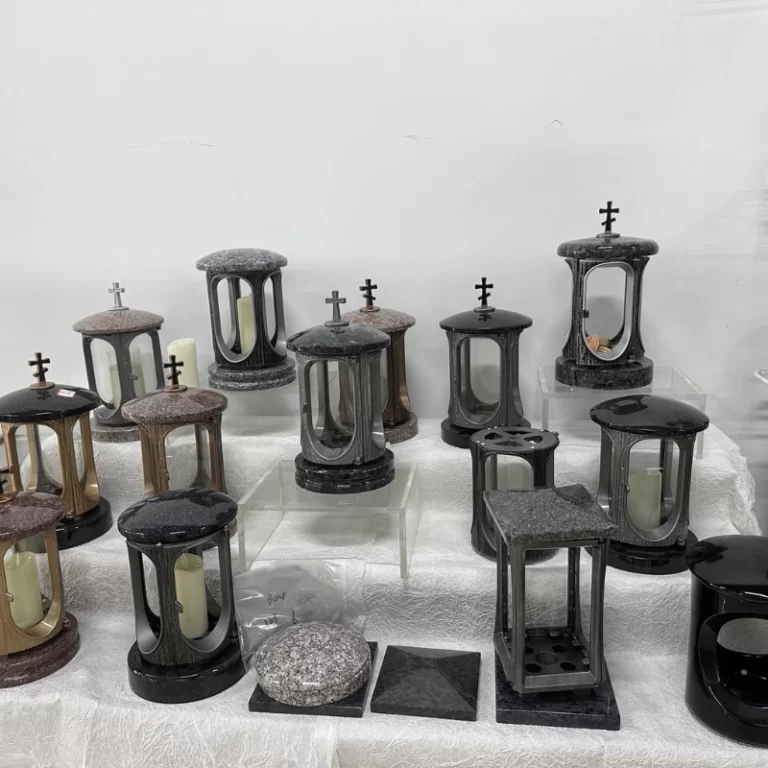 Multi-Color Granite Grave Lanterns Wholesale-Aurora & Blue Pearl Stone Light Boxes